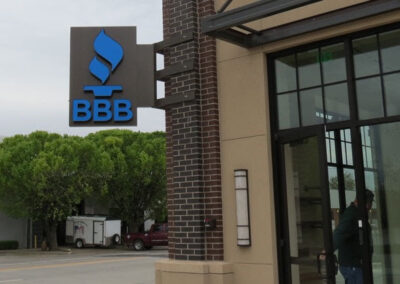 Picture of Channel Letter blade sign for the OKC Better Business Bureau.